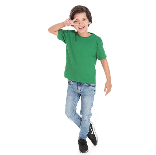 Kit 5 Camisetas Infantil de Algodão Penteado Verde Bandeira