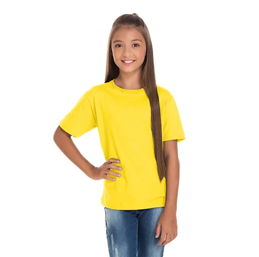 Camiseta Juvenil de Algodão Penteado Amarelo Canário
