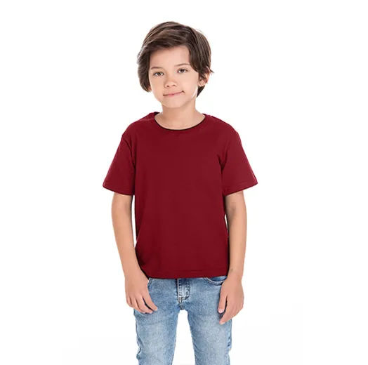Kit 5 Camisetas Infantil de Algodão Penteado Bordô