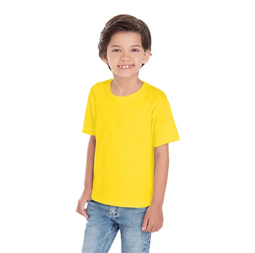 Kit 5 Camisetas Infantil de Algodão Penteado Amarelo Canário