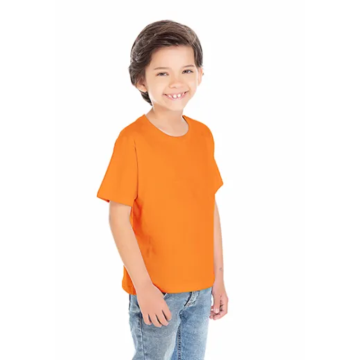 Camiseta Infantil de Algodão Penteado Laranja