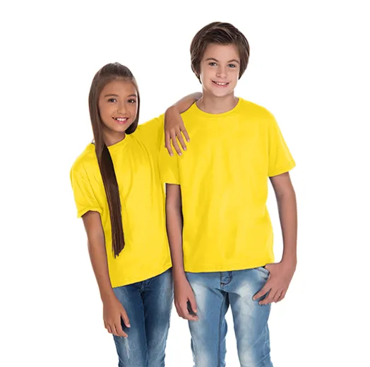 Camiseta Juvenil de Algodão Penteado Amarelo Canário