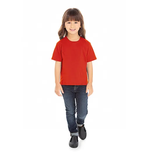 Camiseta Infantil de Algodão Penteado Vermelha