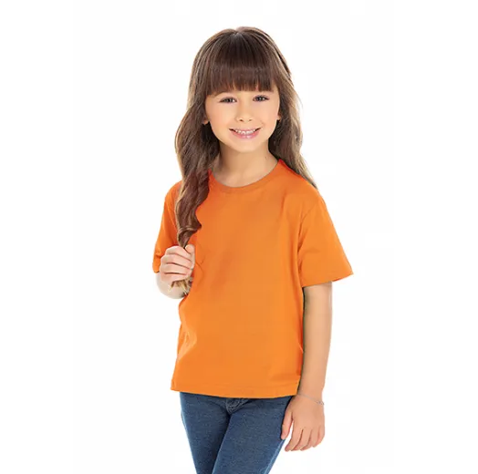 Camiseta Infantil de Algodão Penteado Laranja