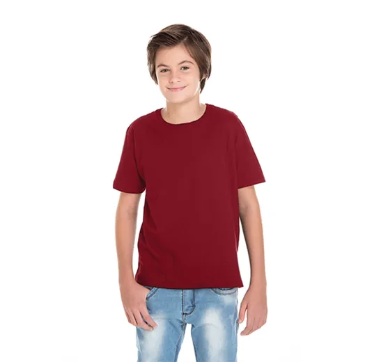 Camiseta Juvenil de Algodão Penteado Bordô