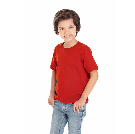 Kit 5 Camisetas Infantil de Algodão Penteado Vermelha