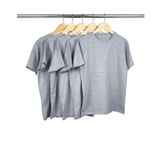 Kit 5 Camisetas Juvenil de Algodão Penteado Cinza Mescla
