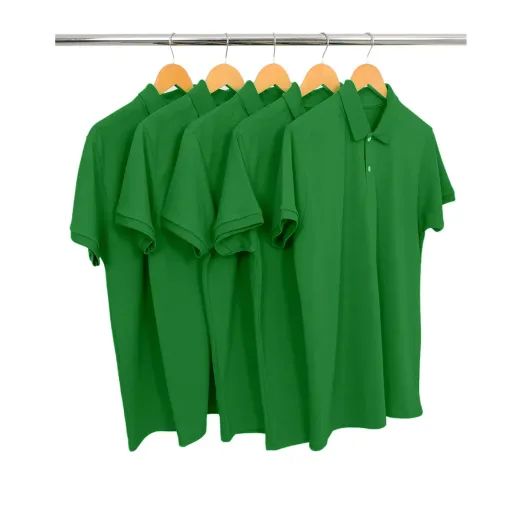 KIT 5 Camisas Polo Piquet Masculina Verde Bandeira