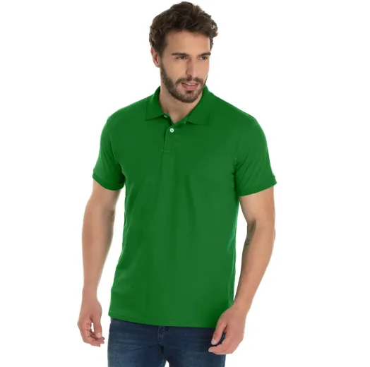 KIT 5 Camisas Polo Piquet Masculina Verde Bandeira