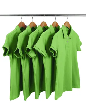 KIT 5 Camisas Polo Piquet Feminina Verde Limão 