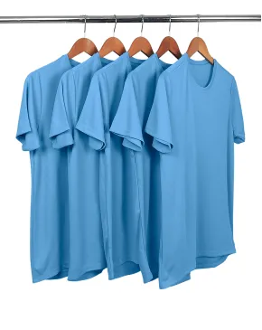 KIT 5 Camisetas Dry Fit Azul Claro Proteção UV 30+
