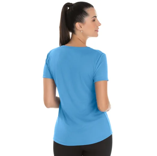 T-Shirt De Academia Azul Claro Poliamida Dry Fit Proteção UV50 Epulari