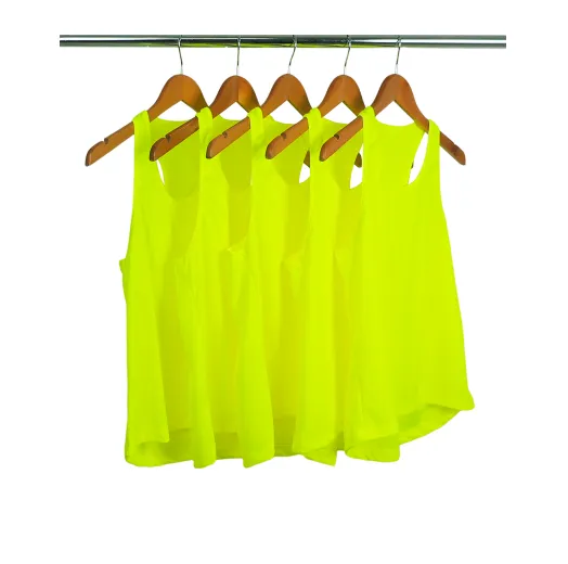 Kit 5 Regatas Feminina Dry Fit Amarelo Fluorescente Proteção UV 30+